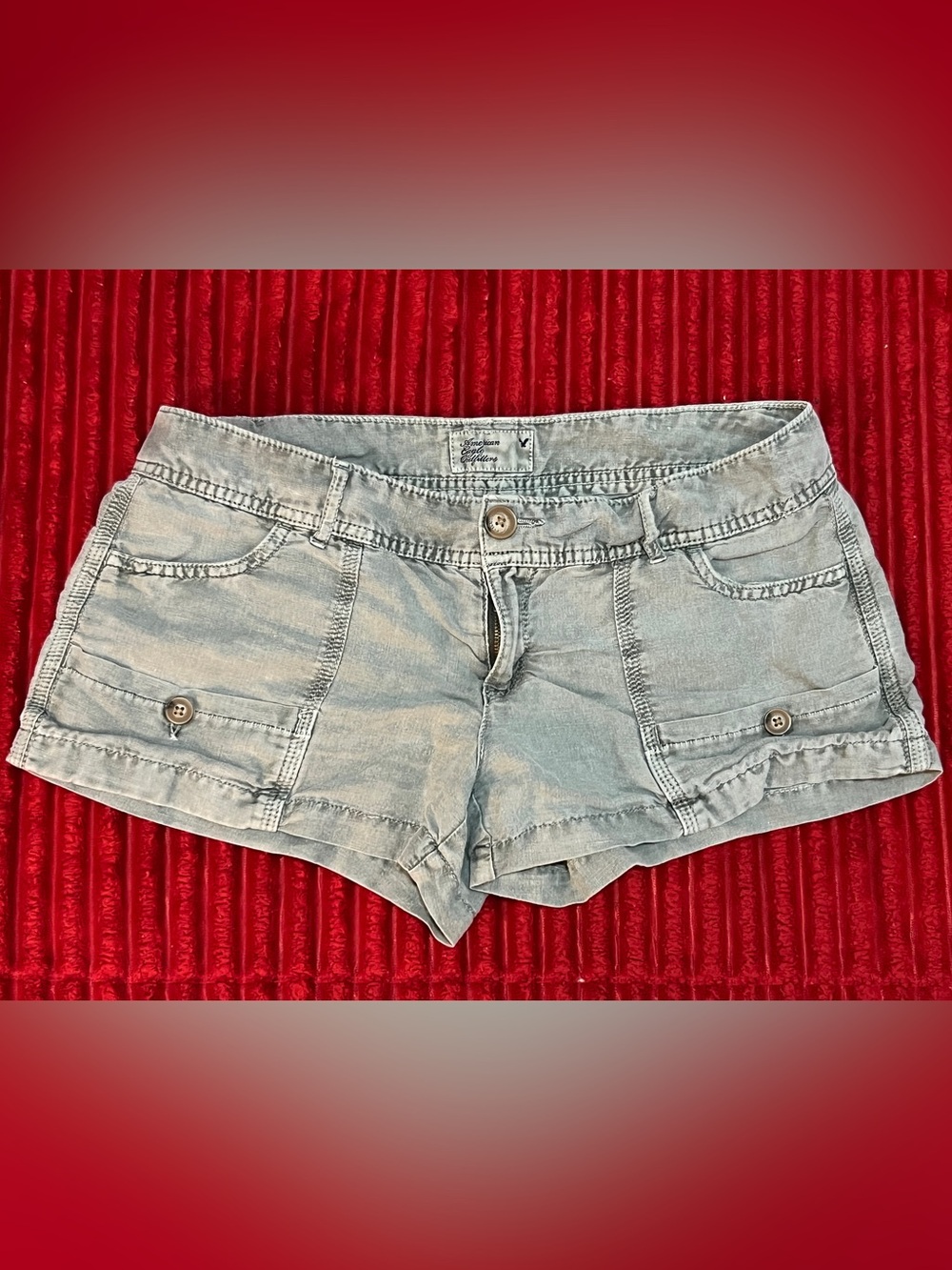 American Eagle Outfitters Light Green Low Rise Linen Shorts